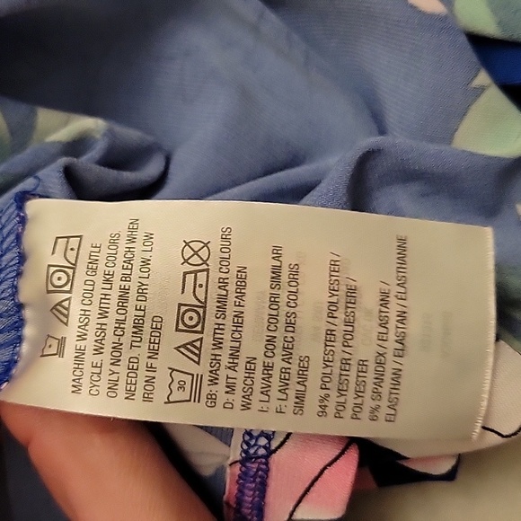 G.I.L.I. Short Sleeve Cobalt Blue Maxi Dress with Pink and White Flowers - XS - Picture 11 of 13